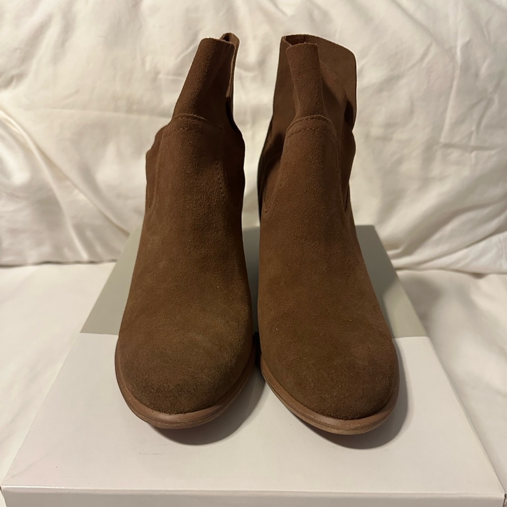 BP Brice Notched Booties in Cognac Suede